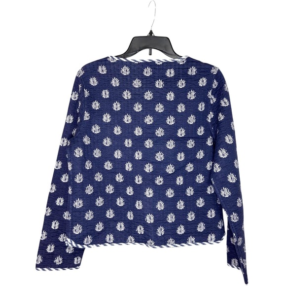 NWT Vineyard Vines Women's Reversible Quilted Jacket Navy Leaf Print Pockets S - Picture 13 of 13